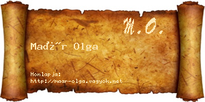Maár Olga névjegykártya